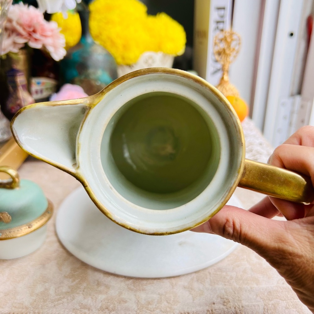 Ethereal Green and Gold Porcelain Hot cocoa or tea Pitcher - Picture 11 of 14